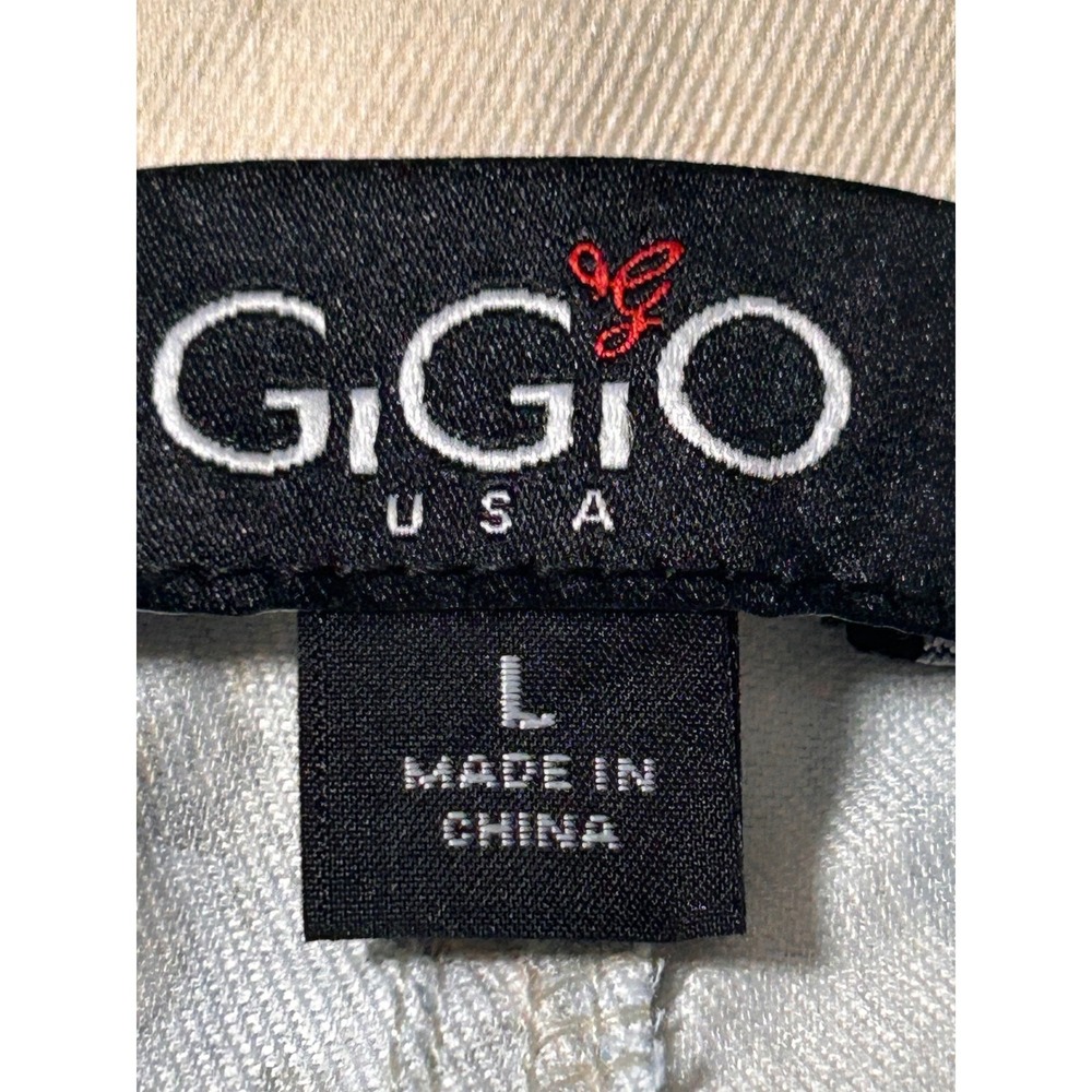 Gigio USA Floral Print High Rise Straight Leg Pants Cream Blue Size Large - Picture 6 of 10